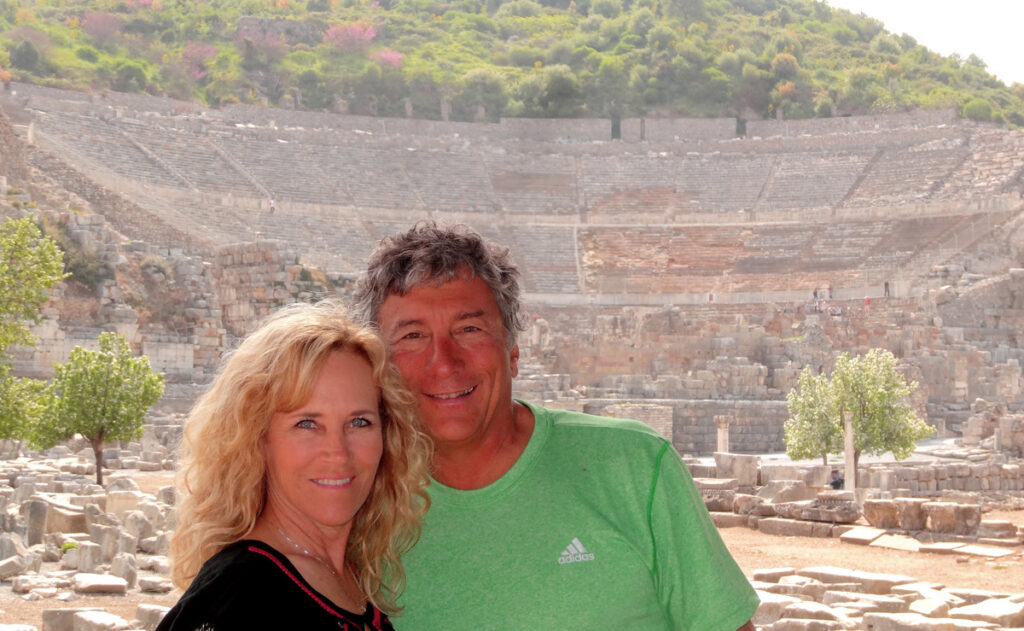 Dan and Deb marveling at some of the extensive archeological wonders of Ephesus, Greece.