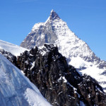 zermatt skiing the matterhorn on an alps ski vacation.