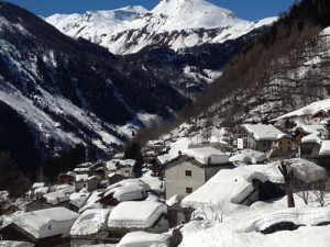 Snowy village of Madesimo. 