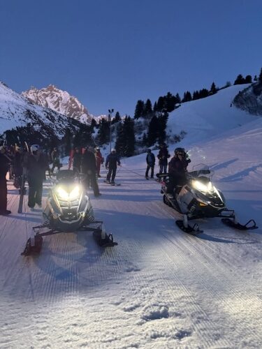 snowmobiles night ski